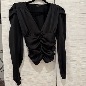 Nasty Gal Black Satin Shirt